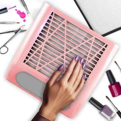 YOR® Nagel Afzuiger - Stofafzuiger Nagels - Stofafzuiging Met Stille Werking - Nageltafel – Nail Dust Collector Met Krachtige Afzuiging - Manicure - Pedicure - Sterke afzuiging - Roze - 24cm x 23cm x 8cm