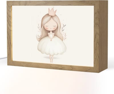 Nachtlampje 30x20 cm - Kinder lampje - Prinses - Jurk - Kroon - Pastel - Tafellamp kinderkamer - Slaapkamer lamp - Bedlamp kinderen - Kinderlampje stopcontact - Wandlamp babykamer - Nachtlampjes