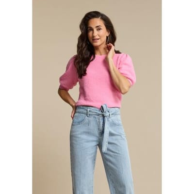 Red Button roze dames trui   Ronde hals   Regular fit   Geen zakken   Structuur patroon   Korte mouw Roze XL