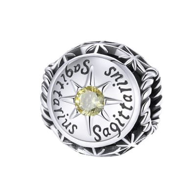 Sterrenbeeld boogschutter bedel met gele zirkonia geboortesteen | bedels voor armband | zodiac sagittarius bead | Zilverana | geschikt voor alle bekende merken | 925 zilver | moederdag