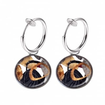 Klem oorbellen- Fayen-18 mm-bruin- geen gaatje- Charme Bijoux