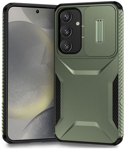 Hoesje Geschikt voor Samsung Galaxy S25 / S24 | Back Cover met Camera Slider | Schokbestendige Case | Camera Cover | Stevig | Groen