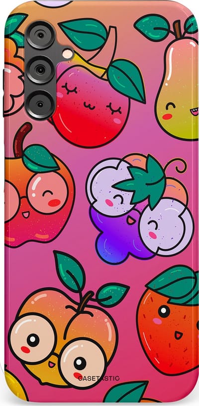 Casetastic Hoesje Geschikt voor Samsung A14 (5G/4G) - Stijlvolle Beschermende Duo-layer Case - Fruitige Grapjes