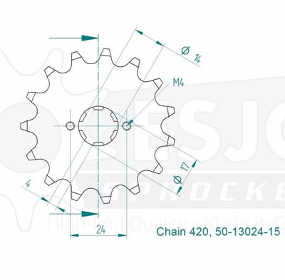 Pignon de sortie de boite Esjot pour Derbi 50 Senda R Drd X-Treme 15x420 Neuf