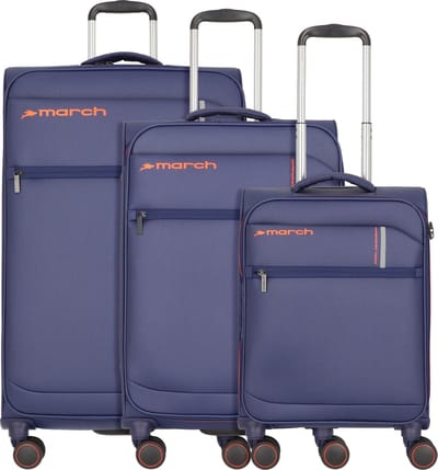 March15 Trading Silhouette 4 wielen Kofferset 3-delig met uitbreidingsplooi - Zachte bagage - TSA slot - dark blue