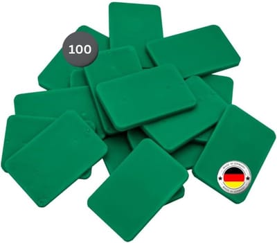 Onderlegplaten - Afstandhouders Wiggen - Nivelleren en Uitlijnen - Veelzijdige Dikte Variaties - 60x40 mm 100 Stuks - Groen