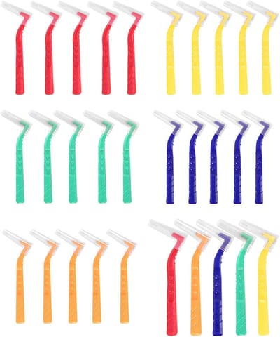 Interdentale Borstels - Tandstokers Tanden - Mondhygiëne Verbeteren - L-vormige Hoek - 5 Maten Set - 5 Kleuren