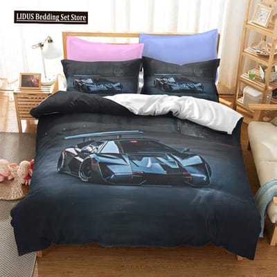 Speed Sportwagen Dekbedovertrek Set Full Queen Size Rood Coole Raceauto Beddengoed Sets Snelheid Auto Extreme Sport Dekbedovertrek Set EU single(135x200cm)