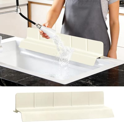 Thijox - Brede Siliconen Spatbeschermer met Antislip Zuignappen, Splash Guard Beschermmat voor Gootsteen, Keuken & Badkamer Afdruipmat Waterkering (Ge