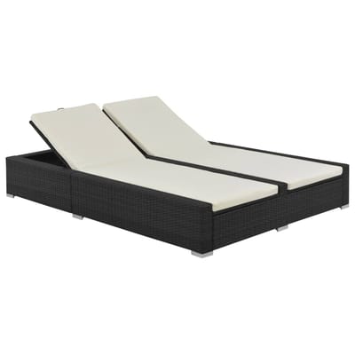 vidaXL - Ligbed - tweepersoons - poly - rattan - zwart