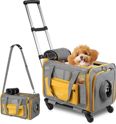 Vouwbare Transporttas voor Honden en Katten met Wielen, Ideaal voor Reizen en Dierenartsbezoek