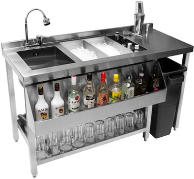 Cocktailbarstation - rvs 304 - 67l ijsbak - incl. shaker