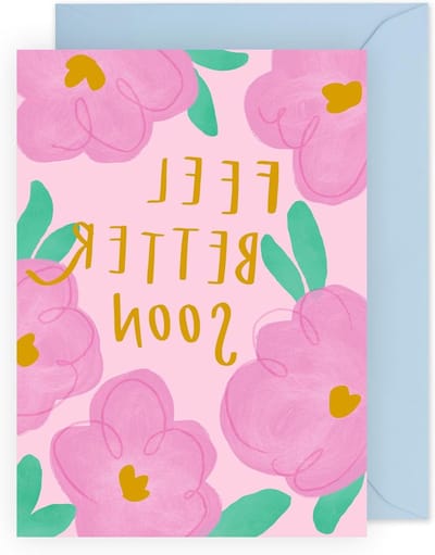 Beterschap Kaart - Kaart voor Ziekte - Beterschap Wensen - Met Stickers - 12 x 17 cm - Roze