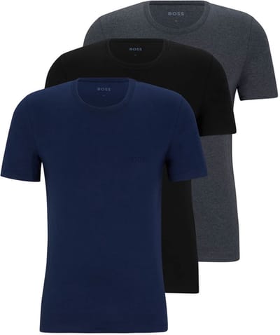 HUGO BOSS Classic T-shirts regular fit (3-pack) - heren T-shirts O-hals - blauw - navy - grijs