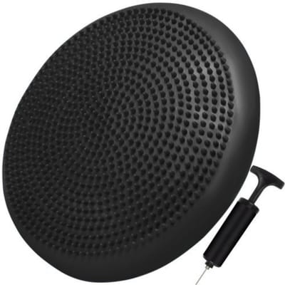 MOZY® - Wiebelkussen - 34 cm - Zwart - met Pompje - Balanskussen - Kinderen en Volwassenen - Sensomotorisch Kussen - Ergonomisch Zitkussen - Trainingskussen