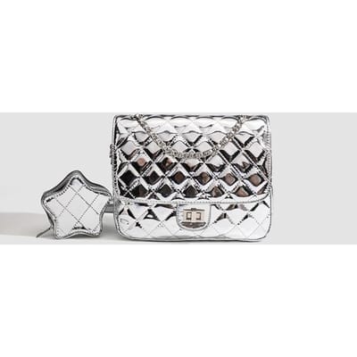 Kleine Geur Ketting Schoudertas Vrouwelijke Ster Kleine Vierkante Tas Mode Alles Passend Diamant Ruit Schoudertas gray