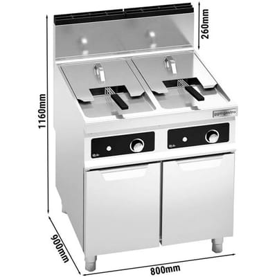 GGM Gastro Gas Doppelfritteuse - 18+18 Liter - 28 kW - Bflex Digital Zilver