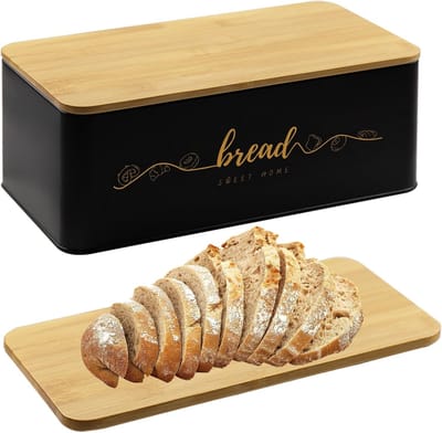 Brooddoos Keuken - Broodcontainer Aanrecht - Brood Vers Houden - Met Bamboe Snijplank - 325 x 175 x 12 cm