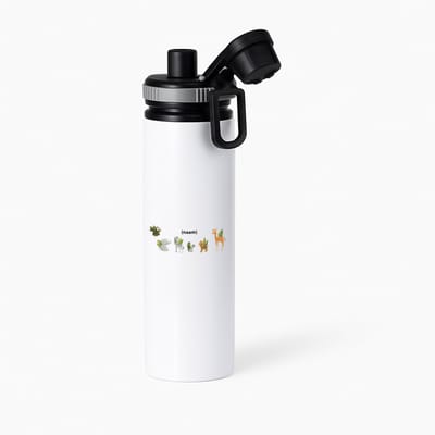 Hacebo® - Dieren met eigen naam waterfles met draaidop grijs - Dierentuin - dieren liefhebbers - leuke cadeau voor iemand die van houdt van dieren - verjaardagscadeau - kado - gift - water fles - 850ML