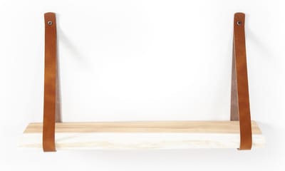 Houten Wandplank 100 cm | incl. Bruine leren banden | Live Edge | Robuust | Duurzaam – Stijlvol - meterplank