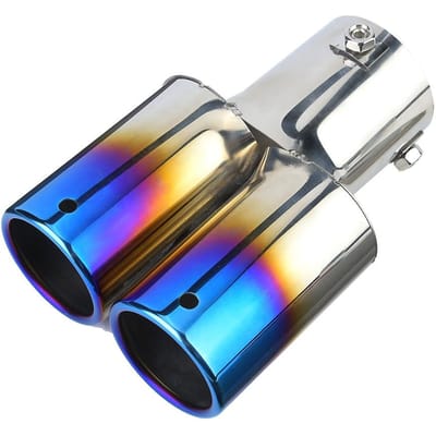 Acier Inoxydable Universel Voiture Modifiée Double Tuyau d'Échappement Embout Silencieux Arrière Gorge de Queue blue