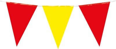10 meter vlaggenlijn - Rood/Geel - 15 vlaggen - Plastic voor binnen & buiten - 30 cm vlaggen - Herbruikbare slinger