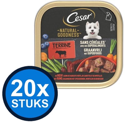 20x Cesar - Natural Goodness Paté Rund Graanvrij - Hondenvoer Natvoer - 100g