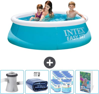 Intex Rond Opblaasbaar Easy Set Zwembad - 183 x 51 cm - Blauw - Inclusief Zwembadfilterpomp - Solarzeil - Filters - Zwembadgids