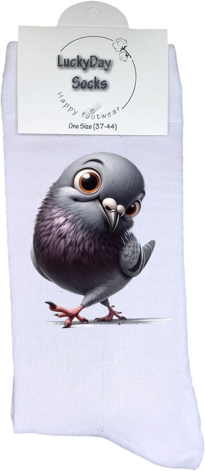 Duif - Valentijns Cadeau - Grappige sokken - Leuke sokken - Hem Haar sokken - Vrolijke sokken - Sint cadeau - Vaderdag - Moederdag - Verjaardag cadeau - Kerst cadeau - Vogel - Leuk Cadeau - Print sokken - Socks maken Happy - 37-44