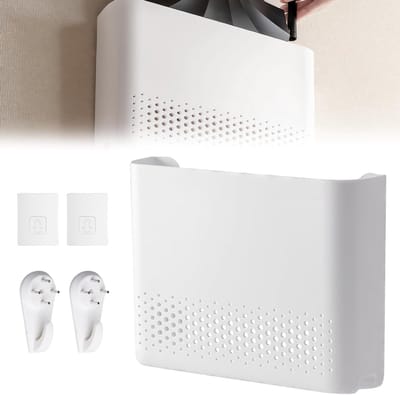 WiFi Router Opbergdoos voor Muurmontage - Kabelbeheer, Draadloze Router Plank, Decoratieve Oplossing voor Thuis (Wit)