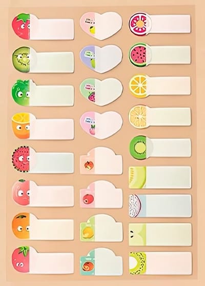 Ainy Naamstickers Kinderen Fruit - set van 100 waterproof zelfklevend etiketten stickers om je schoolspullen, bullet journal, fotoalbum, laptop, telefoon, en waterfles persoonlijk te markeren | Naam stickers Post It voor jong en oud