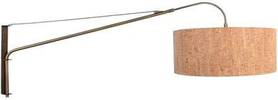 Wandlamp Elegant Classy 4743BR brons met beige kurk kap Ø50 cm, verstelbaar en uitsteekbaar, Steinhauer