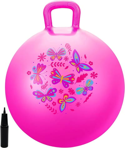 Springbal Vlinder - Hoppen Bal - Buiten Spelen - Hand Aangedreven - 18 inch - Roze