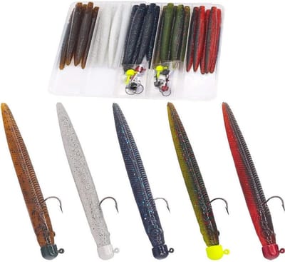 Ned Rig Kit - Zacht plastic aas - Vissen op Baars - Realistische actie - 35 stuks - Wit