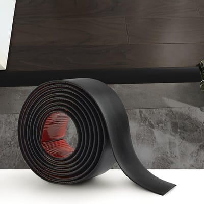 Laminaat Vloer Drempelstrip van 2m, Zelfklevende PVC Deurlijsten voor Vloerovergangen, Ideaal voor Tegels en Laminaat, Zwart, 4cm Breed