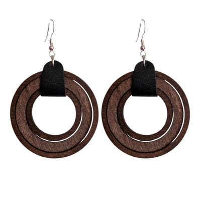 Oorbellen-Ebony-6,5 cm-bruin-hout zilver-Charme Bijoux