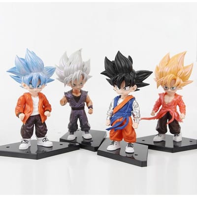 4 Pièces/Ensemble Dragon Ball 17cm Goku Mode Figurine d'Action Anime Modèle PVC Jouets Poupée Ornements Figurine Super Saiyan Cadeaux de Noël pour Enfants NO BOX black