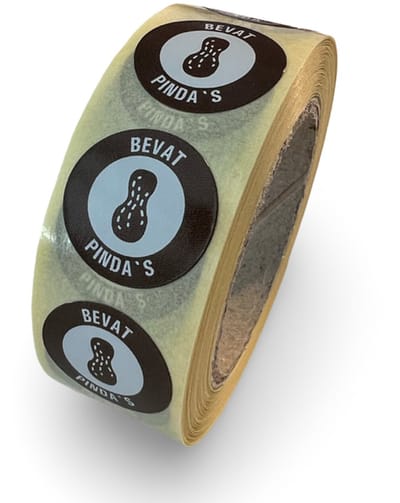 500x Bevat Pinda Allergenen sticker 20mm | Diepvriesbestendig | Voedseletiket | HACCP voedselveilig | verwijderbaar zonder residu | Duurzaam FSC Gecertificeerd en 40% biobased lijm