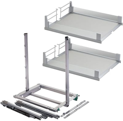 DISPENSA junior III apothekerslade zilvergrijs voor kastbreedte 400 mm met ARENA glazen frame planken