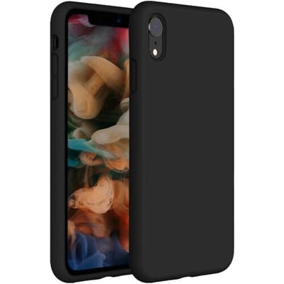 Coverzs Luxe Liquid Silicone case geschikt voor Apple iPhone Xr hoesje - Zwart - Geschikt voor iPhone Xr case - Zwarte case - Beschermhoesje - Backcover hoesje - Zwart