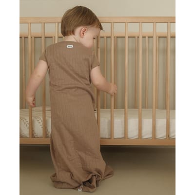 Lodger Hopper - Hydrofiele Slaapzak Baby - Bruin - 0.3 TOG - 62cm - Biologisch Katoen - Zomerslaapzak & Babyslaapzak
