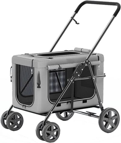 Huisdierenbuggy - Reiswagen - Comfortabel reizen - Afneembare tas - 71x56x95cm - Grijs