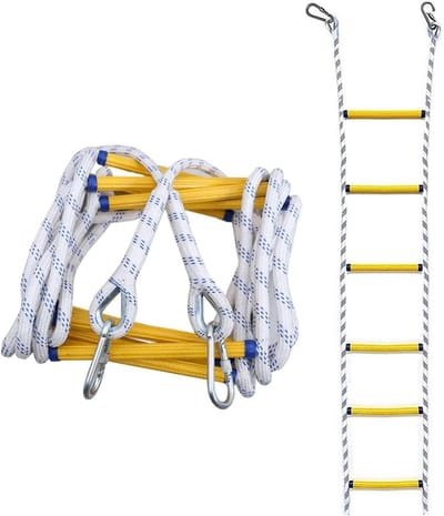 Veiligheidstouwladder - Ontsnappingsladder - Noodsituatie Evacuatie - Vlamvertragend Materiaal - Tot 20 Meter - Zwart