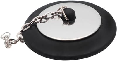 Badkuip Afvoerstop - Gootsteenplug Rubberen - Water Tegenhouden - Met Ketting - 30x30 mm - Zilver