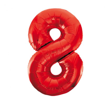 Wefiesta - Folieballon Cijfer 8 Rood - 86 cm