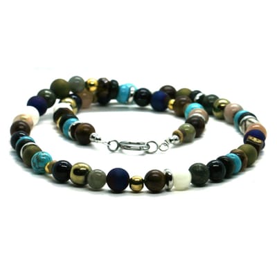 IbizaMen - Heren ketting - edelsteen - mix - 8mm - 50cm