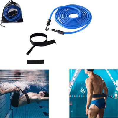 1 stuk - Zwemtrainingsband - Zwemweerstandsband - Zwemstatische trainingsband - Blauw - 4 m - Geschikt voor kinderen en volwassenen - Geschikt voor zwembaden in hotels, huizen en cruiseschepen