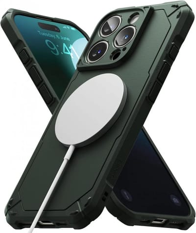 Ringke Rugged Gear Magnetic - Hoesje Geschikt voor Apple iPhone 16 Pro Max - Back Cover Compatibel met MagSafe - Shockproof TPU - Groen