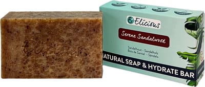 Elicious® - Natuurlijke Zeep - Sandelhout - Handgemaakte Zeep - Biologisch Afbreekbaar - Handzeep - Douchezeep - Halal - Plasticvrij - Alcoholvrij - Vegan - Dierproefvrij - 100gr