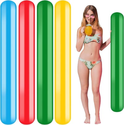 4 Opblaasbare Zwemslangen, 150 cm Lange Noodles, Zwemhulpmiddelen voor Volwassenen, Ideaal voor Stranden, Waterparken en Watersporten